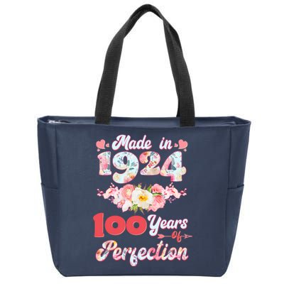 Flower Floral Made In 1924 100 Years Of Perfection Zip Tote Bag