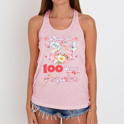 Flower Floral Made In 1924 100 Years Of Perfection Women's Knotted Racerback Tank