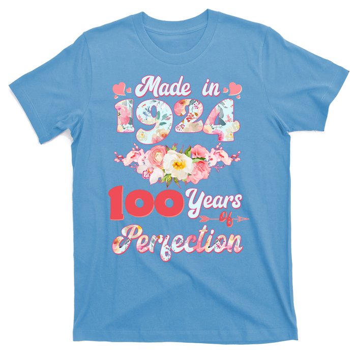 Flower Floral Made In 1924 100 Years Of Perfection T-Shirt