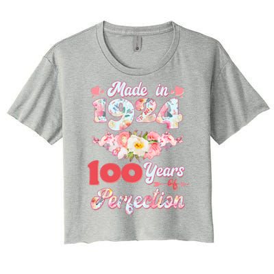 Flower Floral Made In 1924 100 Years Of Perfection Women's Crop Top Tee