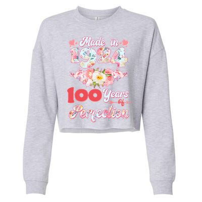 Flower Floral Made In 1924 100 Years Of Perfection Cropped Pullover Crew