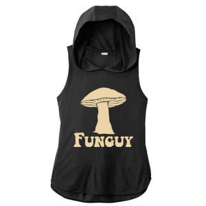 Funguy Funny Mushroom Fun Guy Ladies PosiCharge Tri-Blend Wicking Draft Hoodie Tank