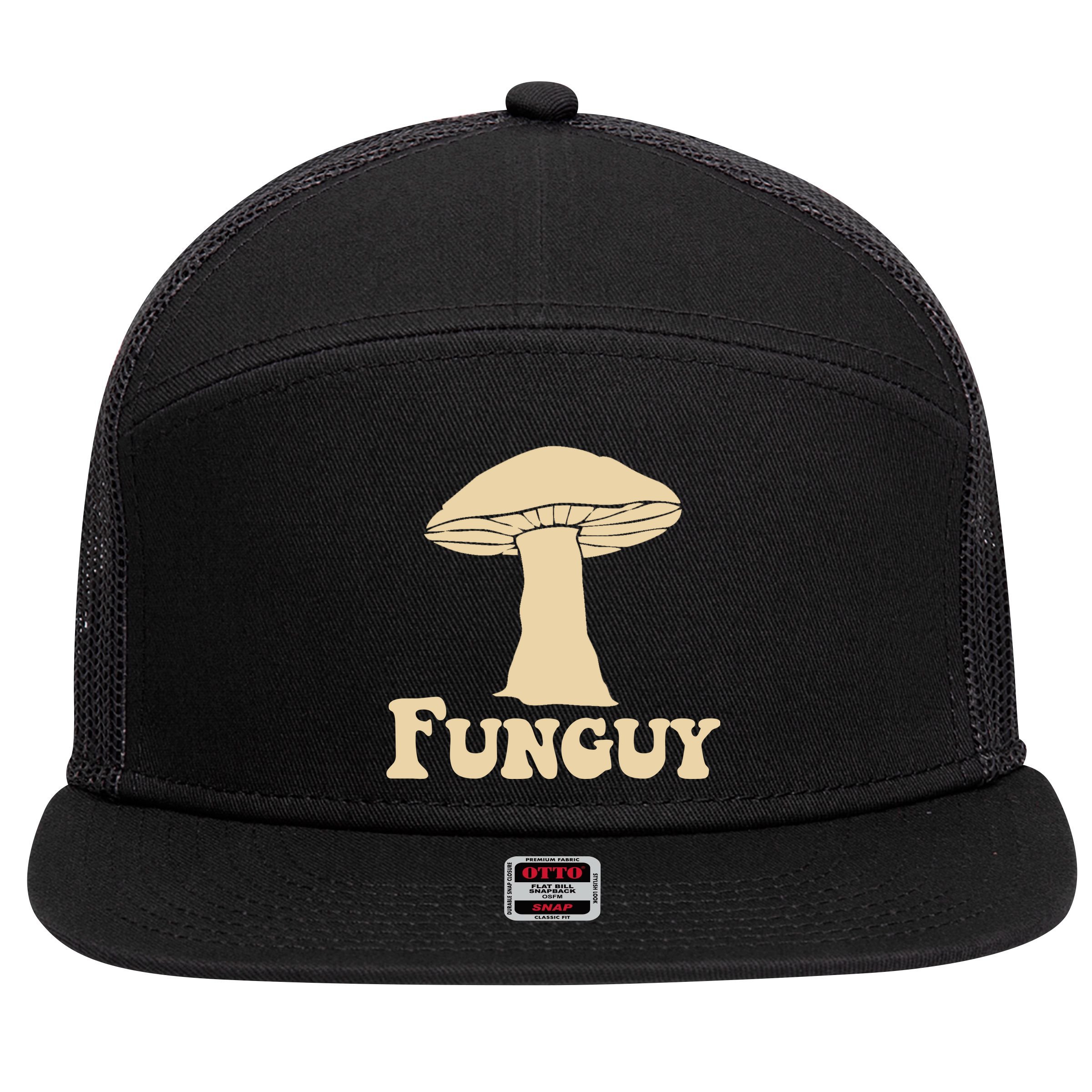 Funguy Funny Mushroom Fun Guy 7 Panel Mesh Trucker Snapback Hat