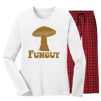 Funguy Funny Mushroom Fun Guy Women's Long Sleeve Flannel Pajama Set 