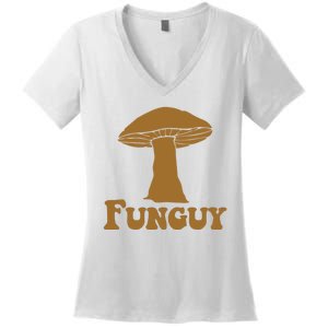 Funguy Funny Mushroom Fun Guy Women's V-Neck T-Shirt