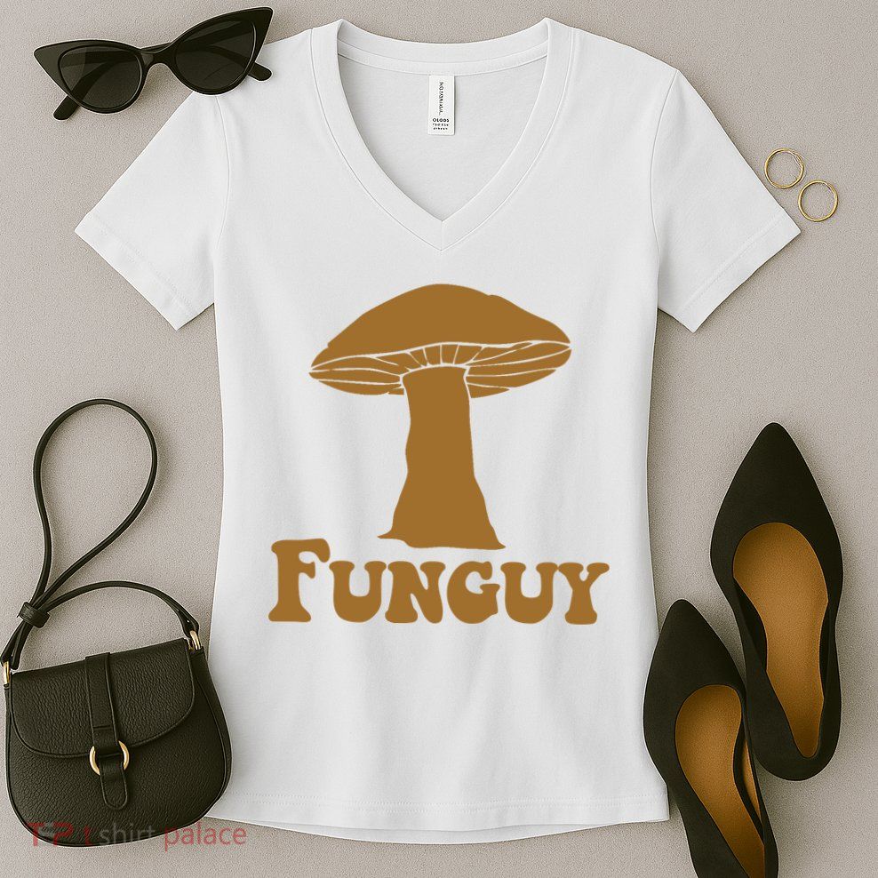 Funguy Funny Mushroom Fun Guy Women's V-Neck T-Shirt