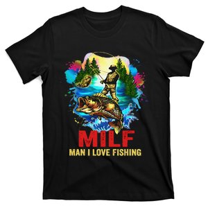 Funny Fishing MILF Man I Love Fishing Addict Retro T-Shirt