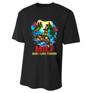 Funny Fishing MILF Man I Love Fishing Addict Retro Performance Sprint T-Shirt