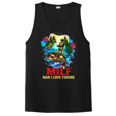 Funny Fishing MILF Man I Love Fishing Addict Retro PosiCharge Competitor Tank