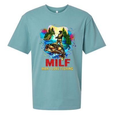 Funny Fishing MILF Man I Love Fishing Addict Retro Sueded Cloud Jersey T-Shirt