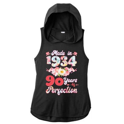 Flower Floral Made In 1934 90 Years Of Perfection Ladies PosiCharge Tri-Blend Wicking Draft Hoodie Tank