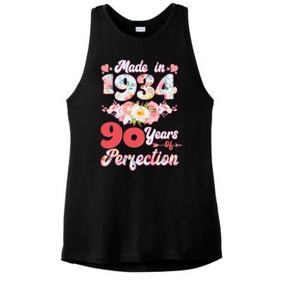 Flower Floral Made In 1934 90 Years Of Perfection Ladies PosiCharge Tri-Blend Wicking Tank