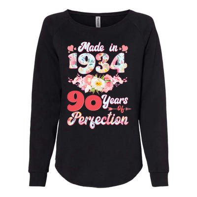 Flower Floral Made In 1934 90 Years Of Perfection Womens California Wash Sweatshirt