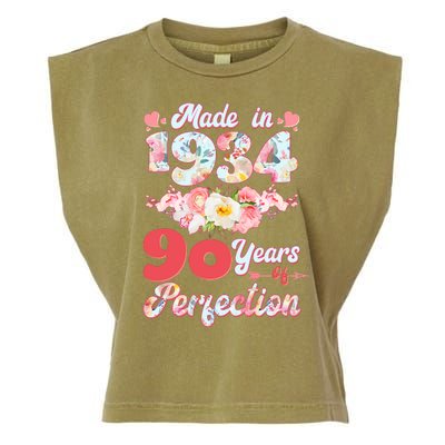 Flower Floral Made In 1934 90 Years Of Perfection Garment-Dyed Women's Muscle Tee