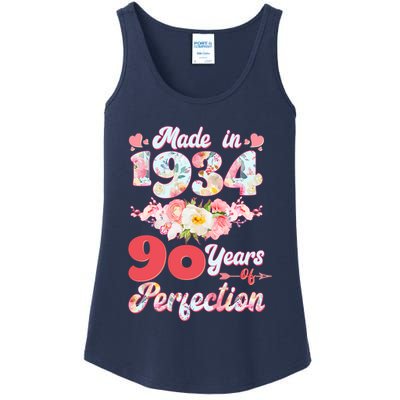 Flower Floral Made In 1934 90 Years Of Perfection Ladies Essential Tank