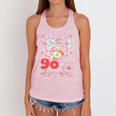 Flower Floral Made In 1934 90 Years Of Perfection Women's Knotted Racerback Tank