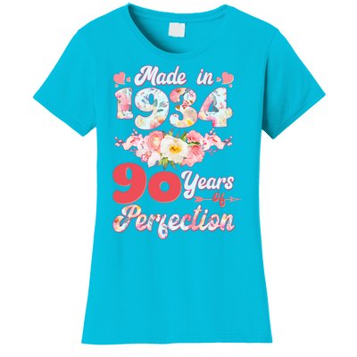 Flower Floral Made In 1934 90 Years Of Perfection Women's T-Shirt