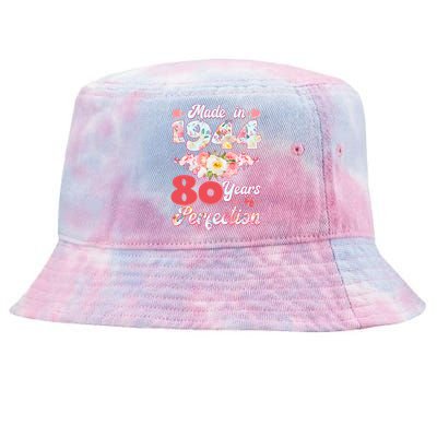 Flower Floral Made In 1944 80 Years Of Perfection Tie-Dyed Bucket Hat