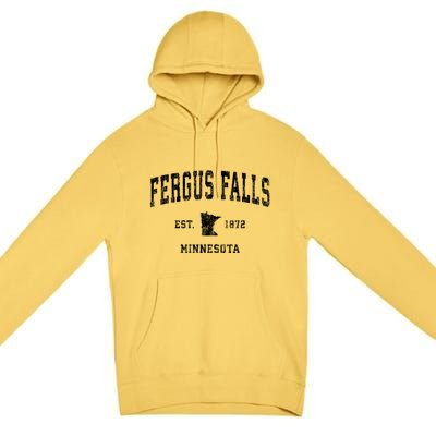 Fergus Falls Minnesota Mn Vintage Athletic Sports Premium Pullover Hoodie