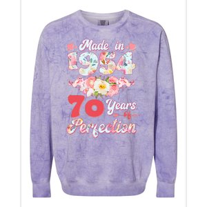 Flower Floral Made In 1954 70 Years Of Perfection Colorblast Crewneck Sweatshirt