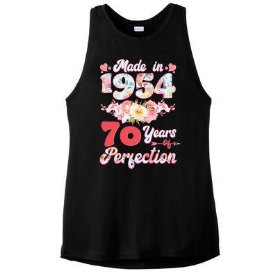 Flower Floral Made In 1954 70 Years Of Perfection Ladies PosiCharge Tri-Blend Wicking Tank