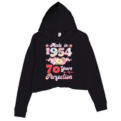 Flower Floral Made In 1954 70 Years Of Perfection Crop Fleece Hoodie