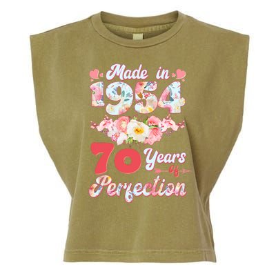 Flower Floral Made In 1954 70 Years Of Perfection Garment-Dyed Women's Muscle Tee