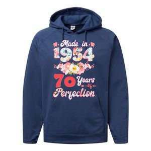 Flower Floral Made In 1954 70 Years Of Perfection Performance Fleece Hoodie