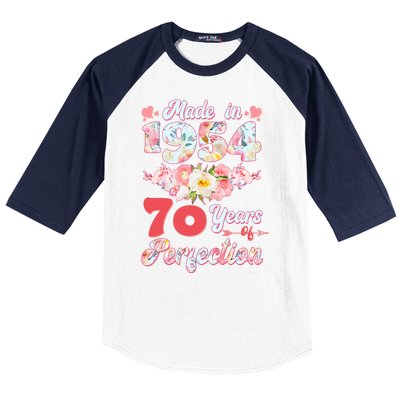 Flower Floral Made In 1954 70 Years Of Perfection Baseball Sleeve Shirt