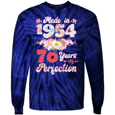 Flower Floral Made In 1954 70 Years Of Perfection Tie-Dye Long Sleeve Shirt