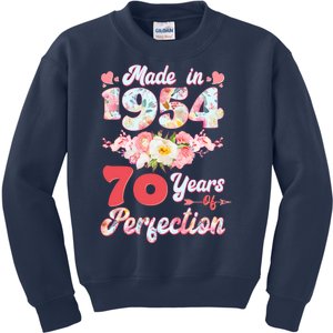 Flower Floral Made In 1954 70 Years Of Perfection Kids Sweatshirt