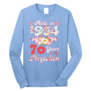 Flower Floral Made In 1954 70 Years Of Perfection Long Sleeve Shirt