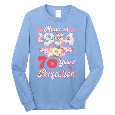 Flower Floral Made In 1954 70 Years Of Perfection Long Sleeve Shirt