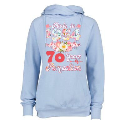 Flower Floral Made In 1954 70 Years Of Perfection Womens Funnel Neck Pullover Hood