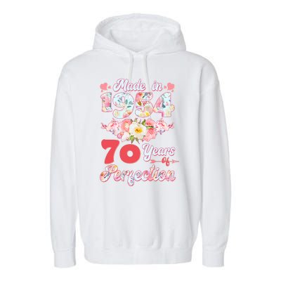 Flower Floral Made In 1954 70 Years Of Perfection Garment-Dyed Fleece Hoodie