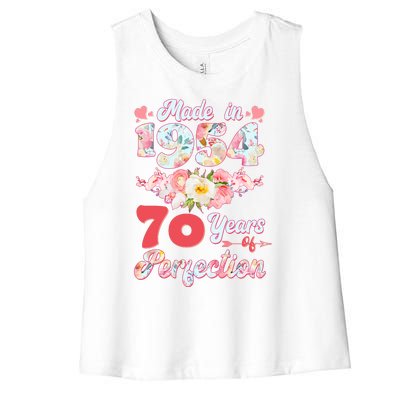 Flower Floral Made In 1954 70 Years Of Perfection Women's Racerback Cropped Tank