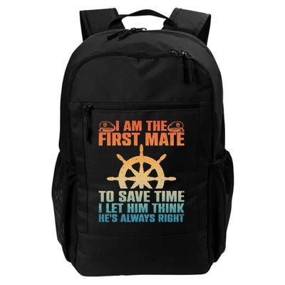 Funny First Mate For Men Women Pontoon Boat Captain Boating Daily Commute Backpack