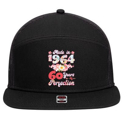 Flower Floral Made In 1964 60 Years Of Perfection 7 Panel Mesh Trucker Snapback Hat