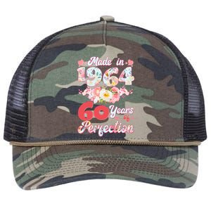 Flower Floral Made In 1964 60 Years Of Perfection Retro Rope Trucker Hat Cap