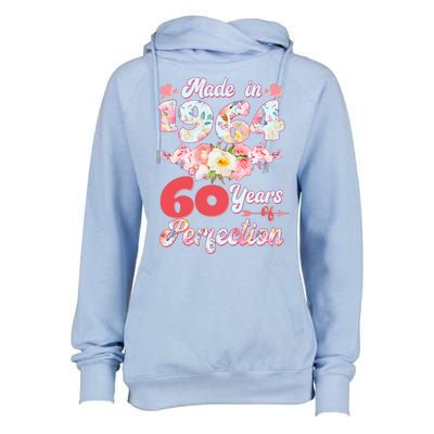 Flower Floral Made In 1964 60 Years Of Perfection Womens Funnel Neck Pullover Hood