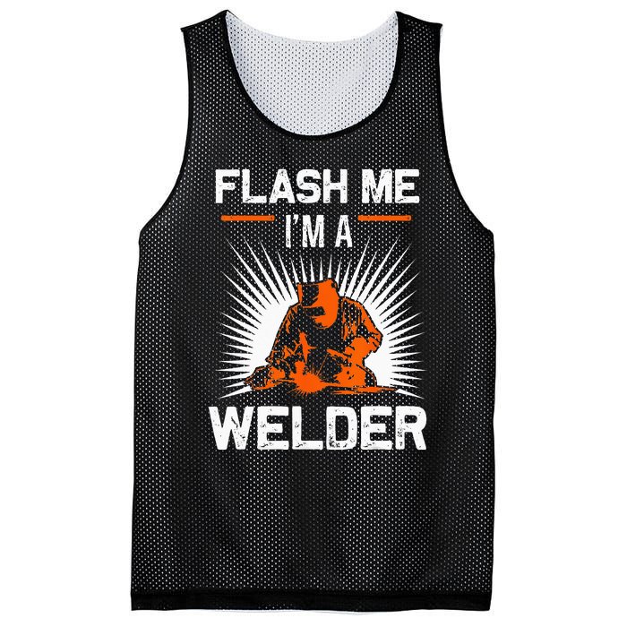 Funny Flash Me I'm A Welder Metal Worker Joke Funny Welding Mesh Reversible Basketball Jersey Tank