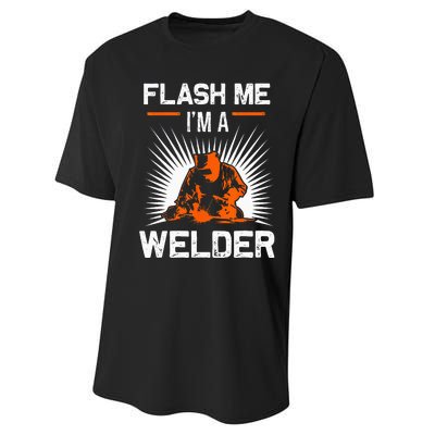 Funny Flash Me I'm A Welder Metal Worker Joke Funny Welding Performance Sprint T-Shirt