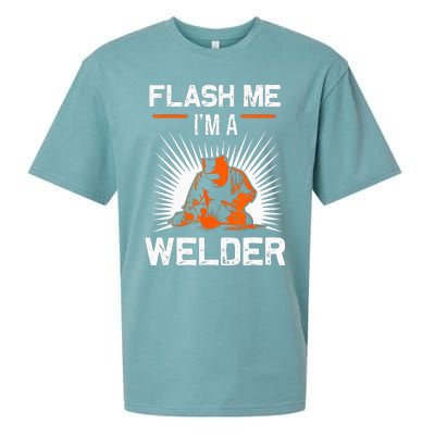 Funny Flash Me I'm A Welder Metal Worker Joke Funny Welding Sueded Cloud Jersey T-Shirt