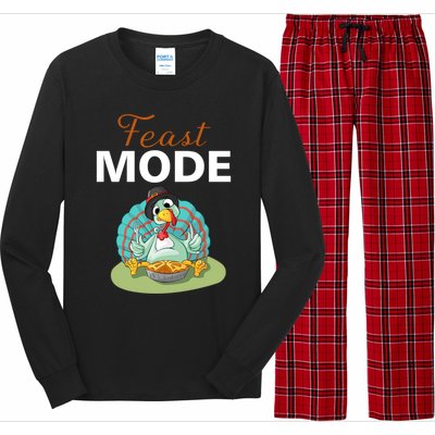 Funny Feast Mode Holiday Gobble Thanksgiving Gift Turkey Gift Long Sleeve Pajama Set