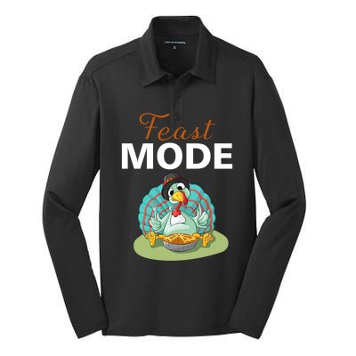 Funny Feast Mode Holiday Gobble Thanksgiving Gift Turkey Gift Silk Touch Performance Long Sleeve Polo