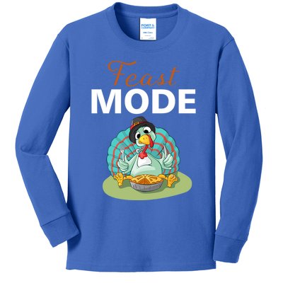 Funny Feast Mode Holiday Gobble Thanksgiving Gift Turkey Gift Kids Long Sleeve Shirt