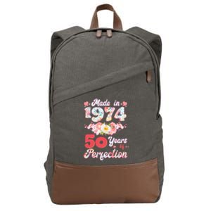 Flower Floral Made In 1974 50 Years Of Perfection Cotton Canvas Backpack