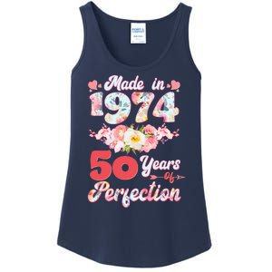 Flower Floral Made In 1974 50 Years Of Perfection Ladies Essential Tank