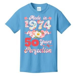 Flower Floral Made In 1974 50 Years Of Perfection Kids T-Shirt