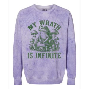 Funny Frog Meme My Wrath Is Infinite Frog Pond Colorblast Crewneck Sweatshirt